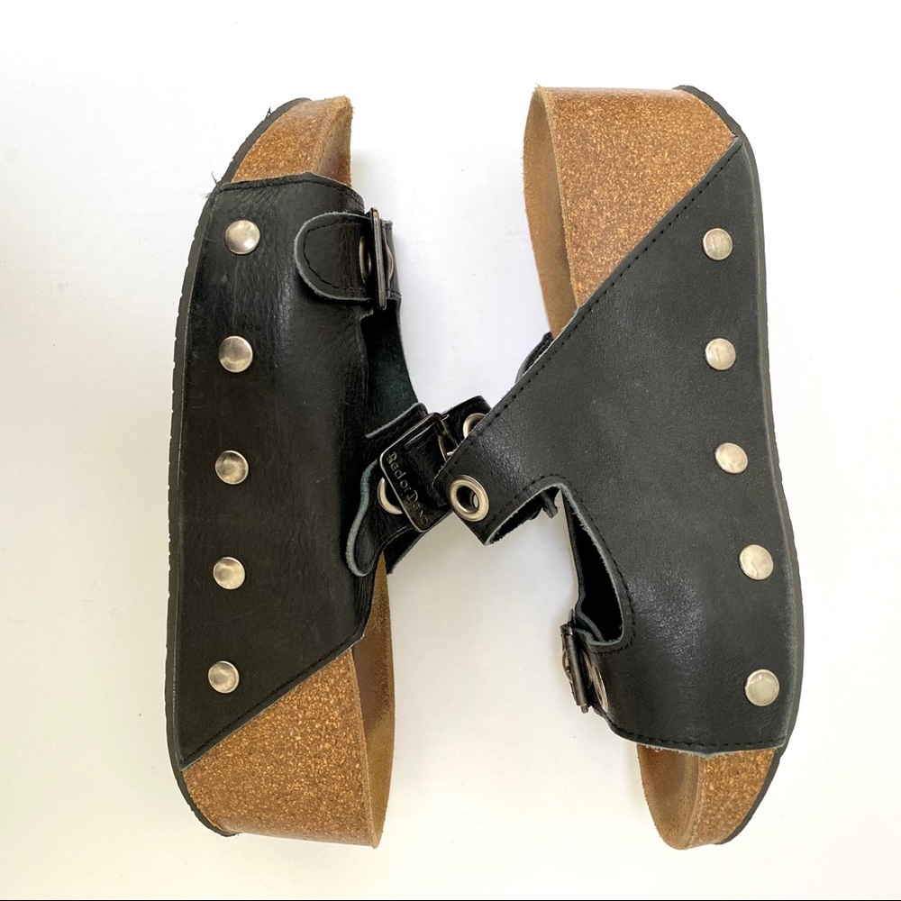 Red or Dead Black Platform Shoes Silver Buckles EU 39 US 8.5/9